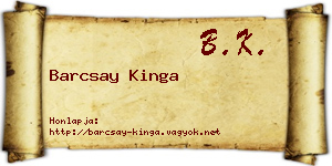 Barcsay Kinga névjegykártya